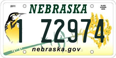 NE license plate 1Z2974