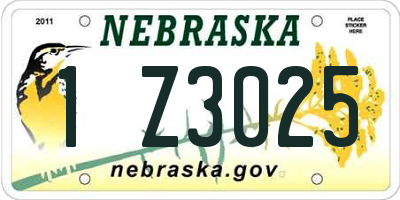 NE license plate 1Z3025