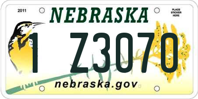 NE license plate 1Z3070