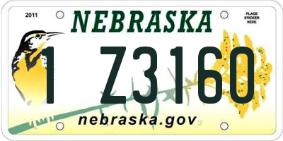NE license plate 1Z3160