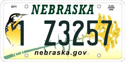 NE license plate 1Z3257