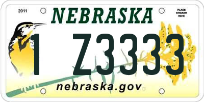 NE license plate 1Z3333