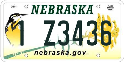 NE license plate 1Z3436