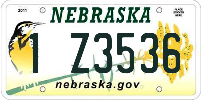 NE license plate 1Z3536