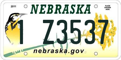 NE license plate 1Z3537