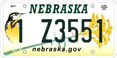 NE license plate 1Z3551