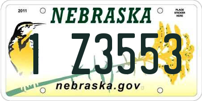 NE license plate 1Z3553