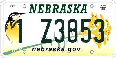 NE license plate 1Z3853