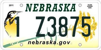 NE license plate 1Z3875