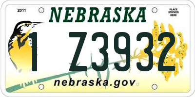 NE license plate 1Z3932