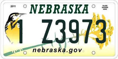 NE license plate 1Z3973