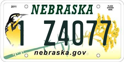 NE license plate 1Z4077