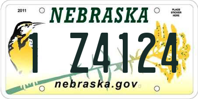 NE license plate 1Z4124