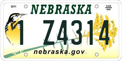 NE license plate 1Z4314