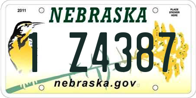 NE license plate 1Z4387