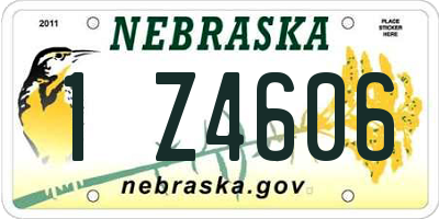 NE license plate 1Z4606