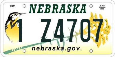 NE license plate 1Z4707