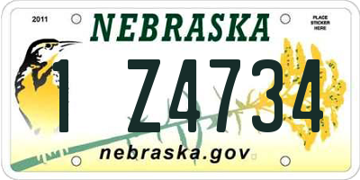 NE license plate 1Z4734