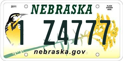 NE license plate 1Z4777