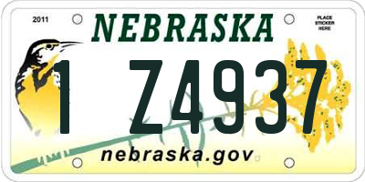 NE license plate 1Z4937