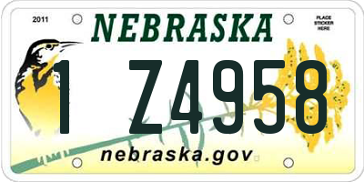 NE license plate 1Z4958