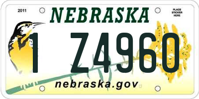 NE license plate 1Z4960