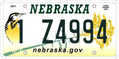 NE license plate 1Z4994