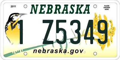 NE license plate 1Z5349