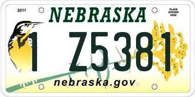 NE license plate 1Z5381