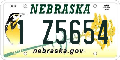 NE license plate 1Z5654