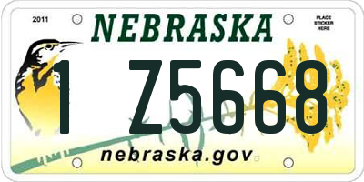 NE license plate 1Z5668