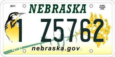 NE license plate 1Z5762