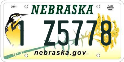 NE license plate 1Z5778