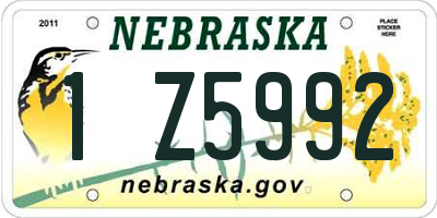 NE license plate 1Z5992