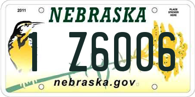 NE license plate 1Z6006