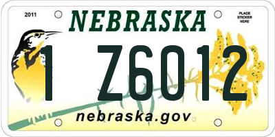 NE license plate 1Z6012