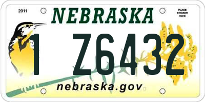 NE license plate 1Z6432