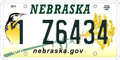 NE license plate 1Z6434