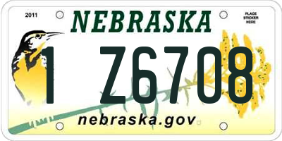 NE license plate 1Z6708