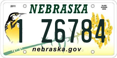 NE license plate 1Z6784