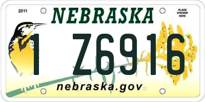 NE license plate 1Z6916