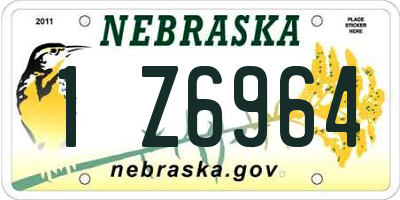 NE license plate 1Z6964