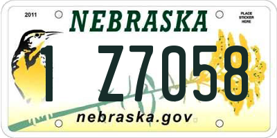 NE license plate 1Z7058