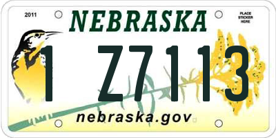 NE license plate 1Z7113