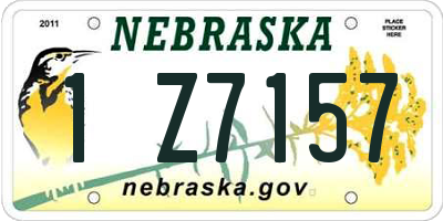 NE license plate 1Z7157