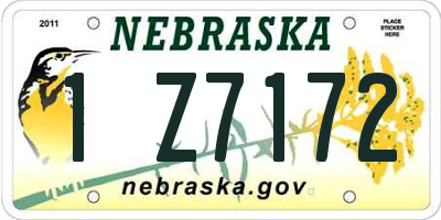 NE license plate 1Z7172