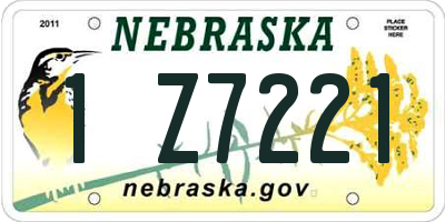 NE license plate 1Z7221
