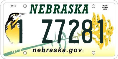 NE license plate 1Z7281