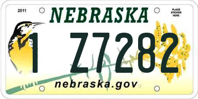 NE license plate 1Z7282
