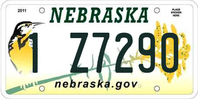 NE license plate 1Z7290